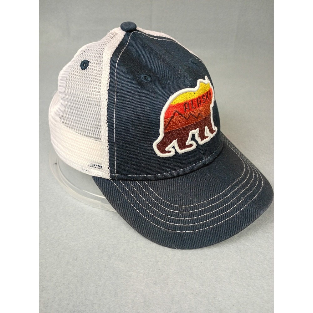 Ouray Sportswear Alaska Bear Mesh Trucker Hat Navy Blue Youth Snapback Cap